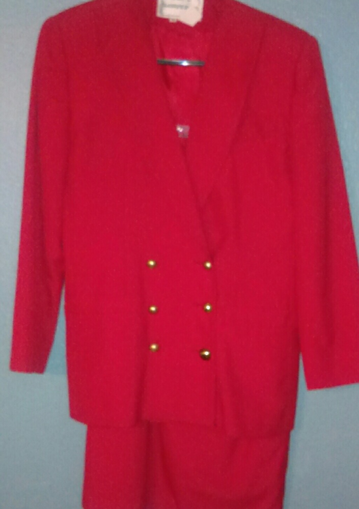 Classic Habits Red Skirt Suit